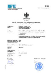 Anerkennung des QMS zur RL 2014/31/EU Anhang II, Nr. 2 durch die PTB