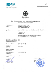 Approval of a QMS to RL 2014/31/EU Annex II, No. 2 by the PTB